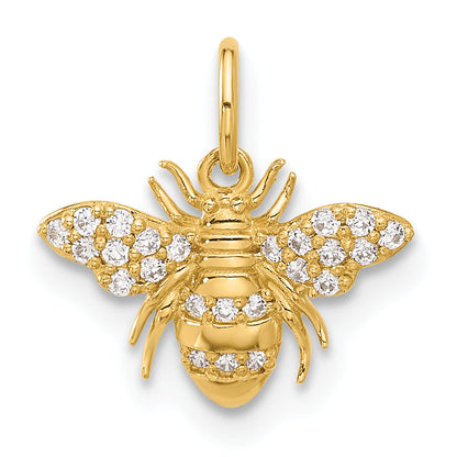10K Yellow Gold 10K Polished Clear Cz Bee Charm