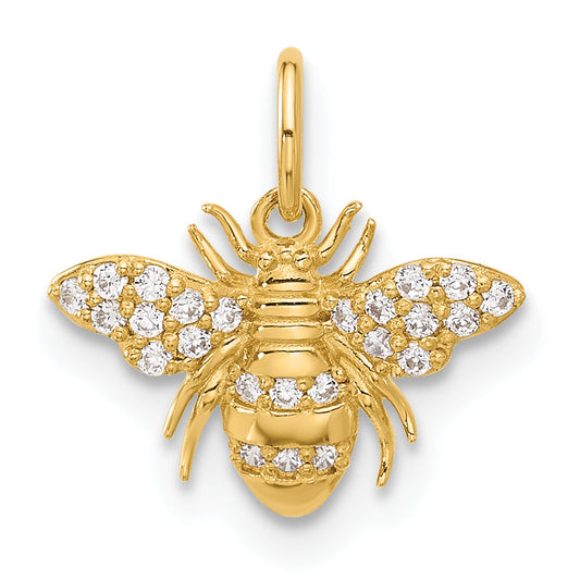 10K Yellow Gold 10K Polished Clear Cz Bee Charm