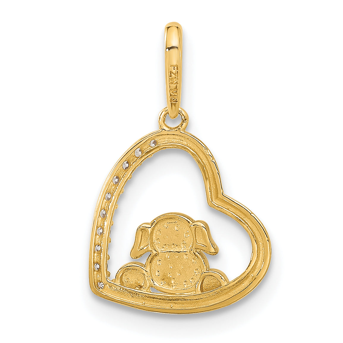 10K Yellow W/Rhodium 10K And White Rhodium Cz Dog In Heart Charm