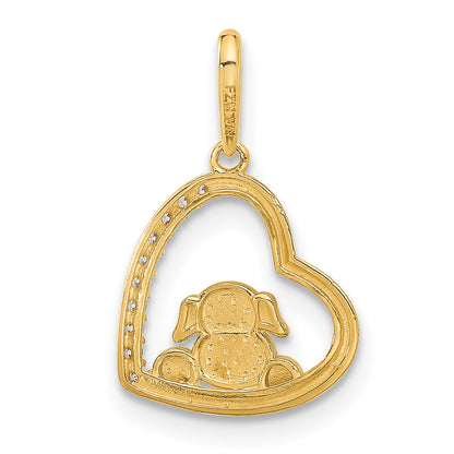 10K Yellow W/Rhodium 10K And White Rhodium Cz Dog In Heart Charm