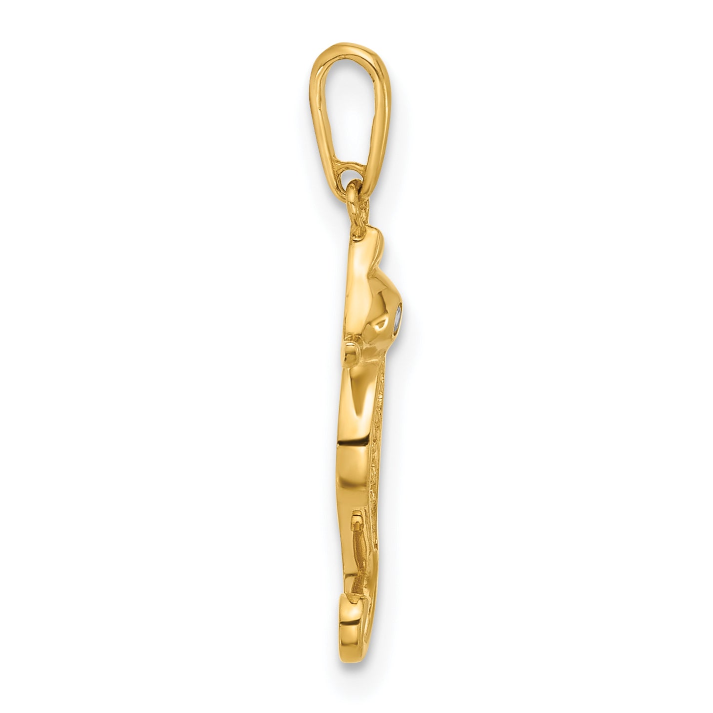 10K Yellow Gold 10K Polished Cz Seahorse Charm