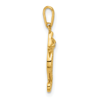 10K Yellow Gold 10K Polished Cz Seahorse Charm