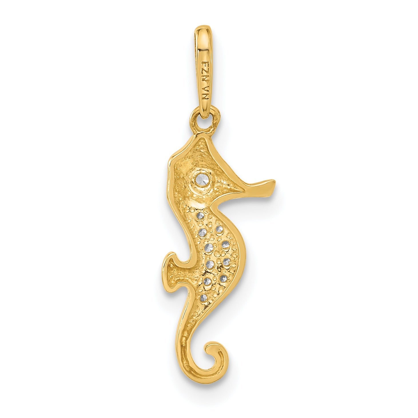 10K Yellow Gold 10K Polished Cz Seahorse Charm