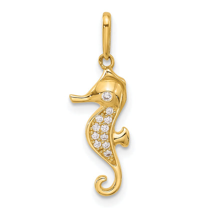 10K Yellow Gold 10K Polished Cz Seahorse Charm