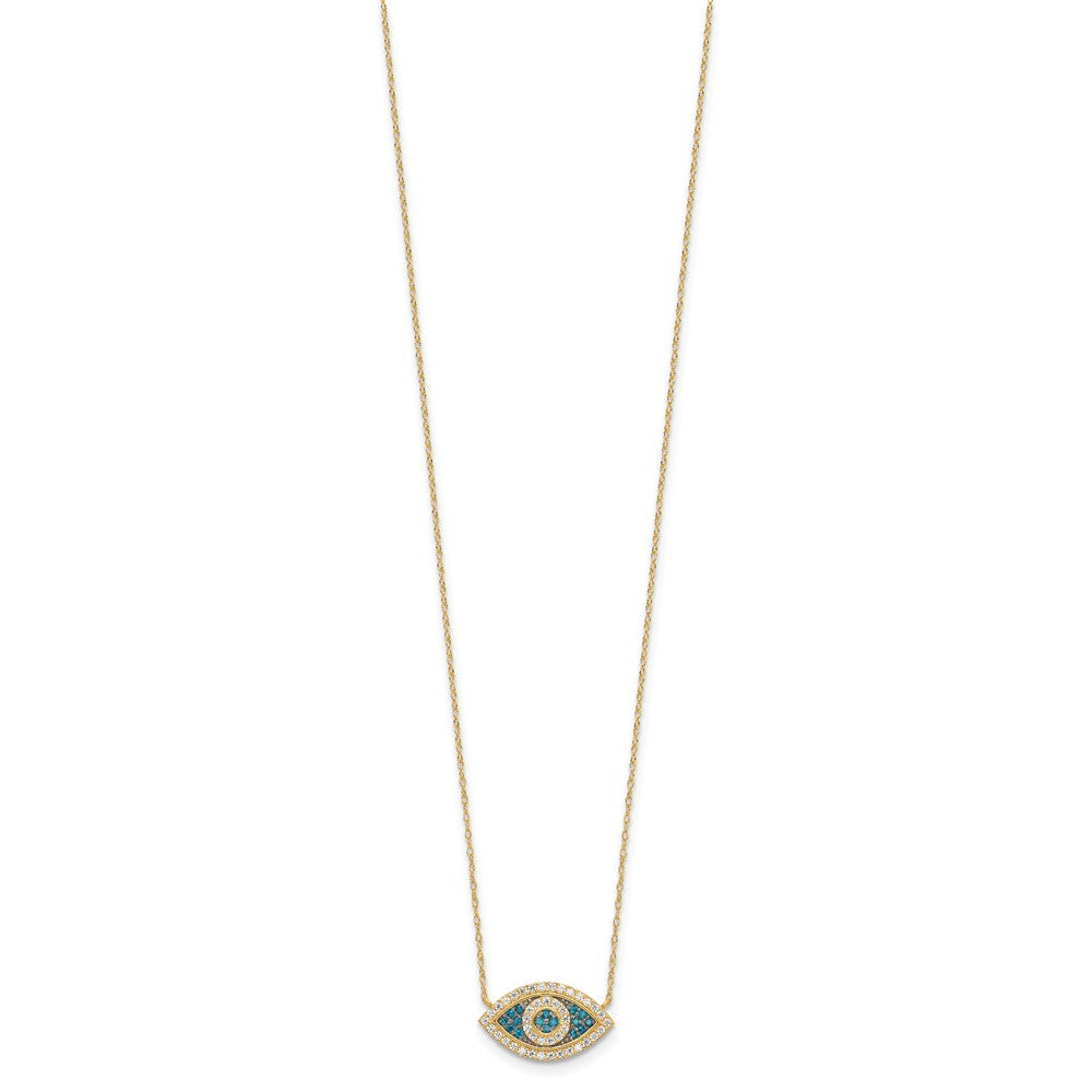 10K Yellow Gold 10K Polished Cz Evil Eye W/2 In Ext Necklace