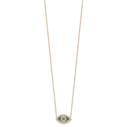 10K Yellow Gold 10K Polished Cz Evil Eye W/2 In Ext Necklace