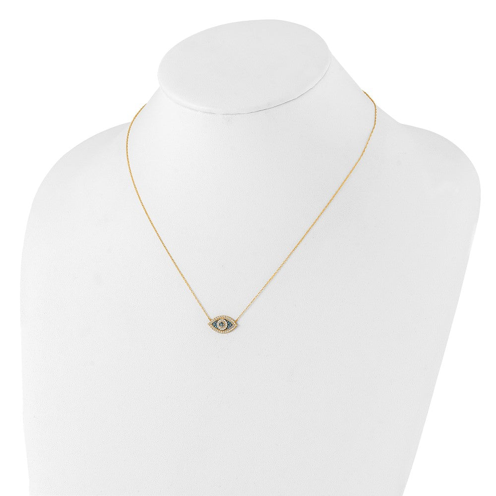 10K Yellow Gold 10K Polished Cz Evil Eye W/2 In Ext Necklace