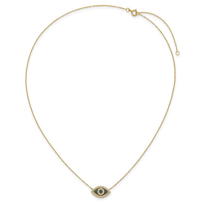 10K Yellow Gold 10K Polished Cz Evil Eye W/2 In Ext Necklace
