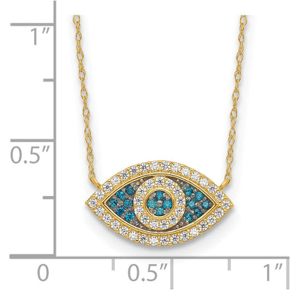 10K Yellow Gold 10K Polished Cz Evil Eye W/2 In Ext Necklace
