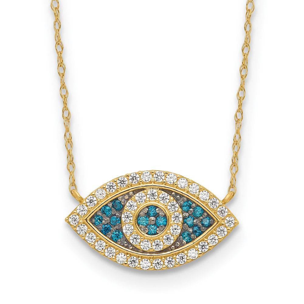 10K Yellow Gold 10K Polished Cz Evil Eye W/2 In Ext Necklace