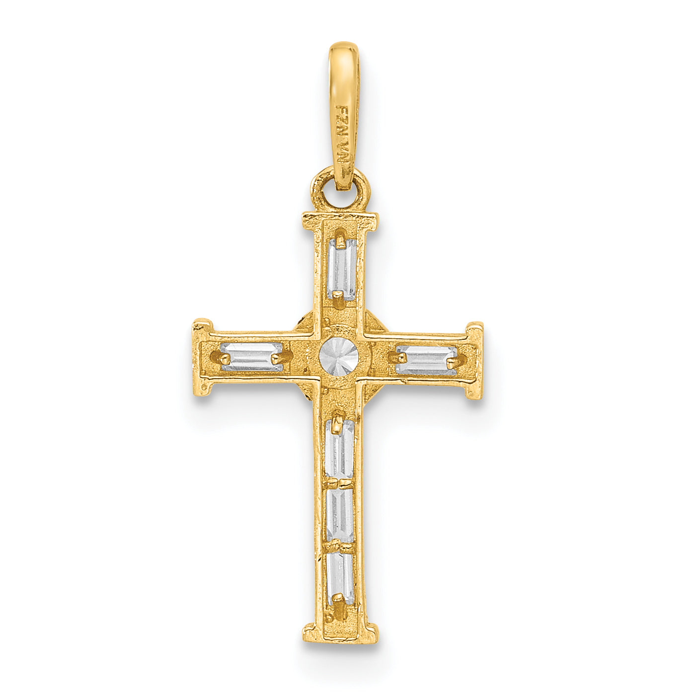 10K Yellow Gold 10K Polished Cz Cross Charm