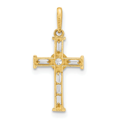 10K Yellow Gold 10K Polished Cz Cross Charm