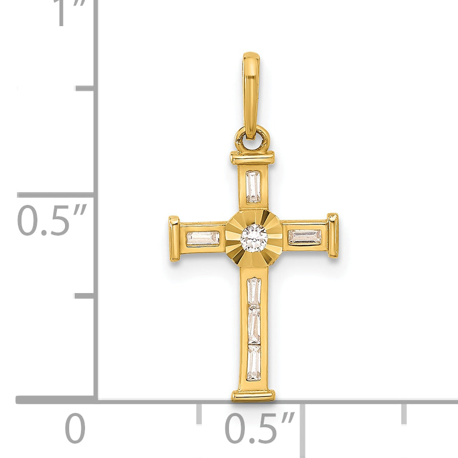 10K Yellow Gold 10K Polished Cz Cross Charm