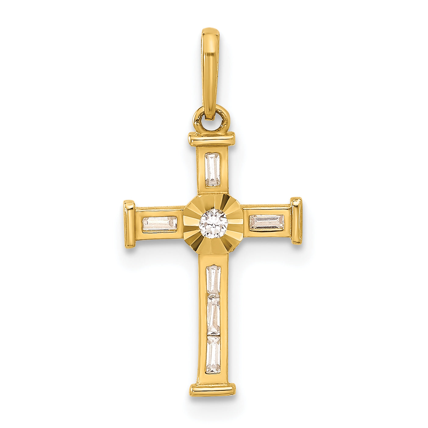 10K Yellow Gold 10K Polished Cz Cross Charm
