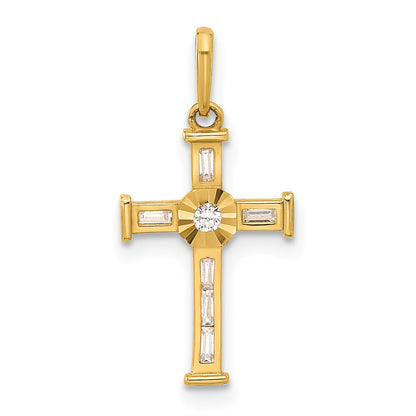 10K Yellow Gold 10K Polished Cz Cross Charm