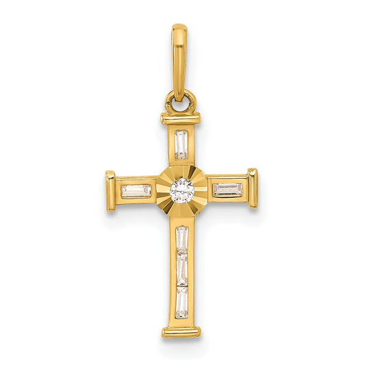 10K Yellow Gold 10K Polished Cz Cross Charm