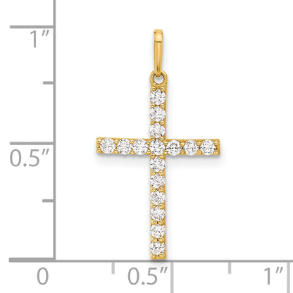 10K Yellow Gold 10K Polished Cz Latin Cross Charm