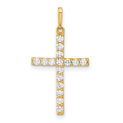 10K Yellow Gold 10K Polished Cz Latin Cross Charm