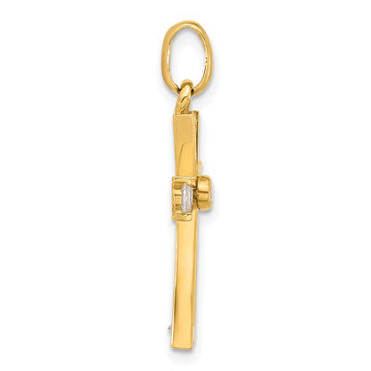 10K Yellow Gold 10K Polished Cz Latin Cross Pendant