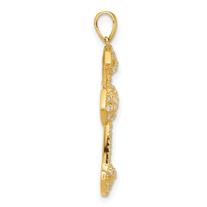 10K Yellow Gold 10K Polished Cz Fancy Cross Pendant