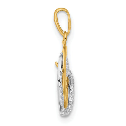 10K Two-Tone 10K Polished Cz Hearts Charm