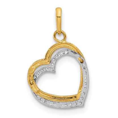 10K Two-Tone 10K Polished Cz Hearts Charm