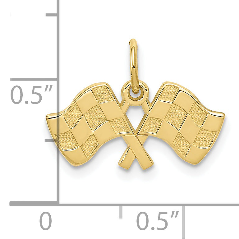 10K Yellow Gold Racing Flags Charm