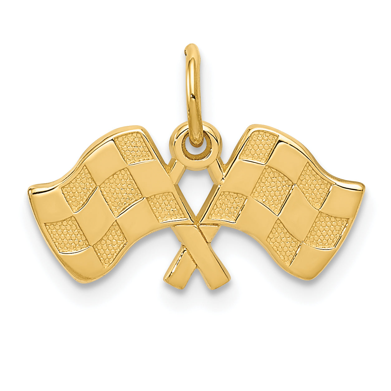 10K Yellow Gold Racing Flags Charm
