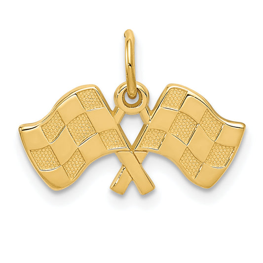 10K Yellow Gold Racing Flags Charm