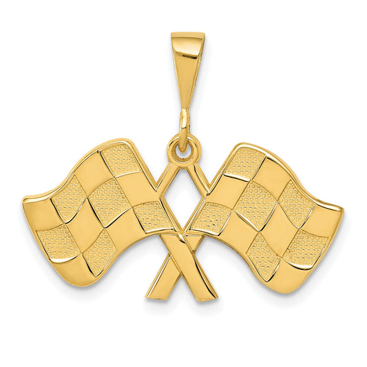 10K Yellow Gold Racing Flags Pendant