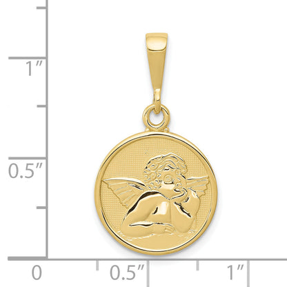 10K Yellow Gold Polished & Satin Raphael Angel Pendant