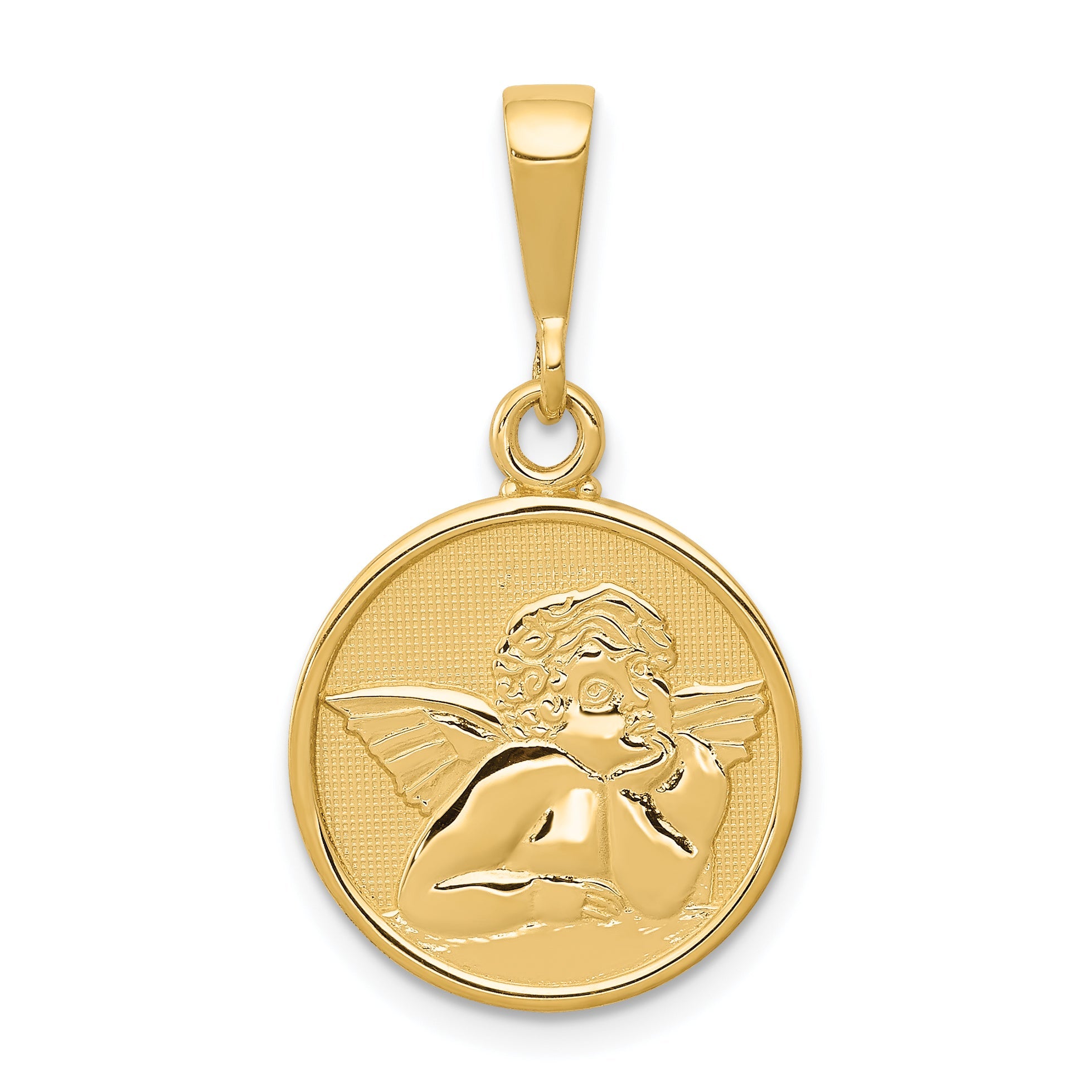 10K Yellow Gold Polished & Satin Raphael Angel Pendant