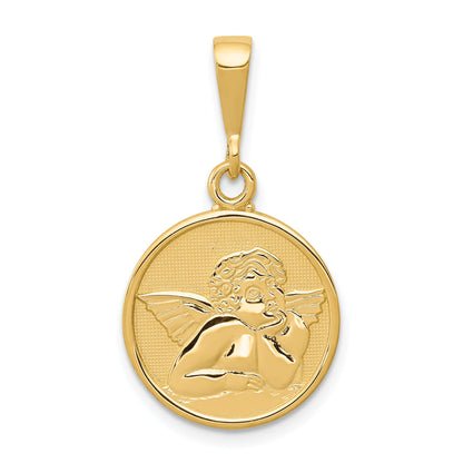 10K Yellow Gold Polished & Satin Raphael Angel Pendant