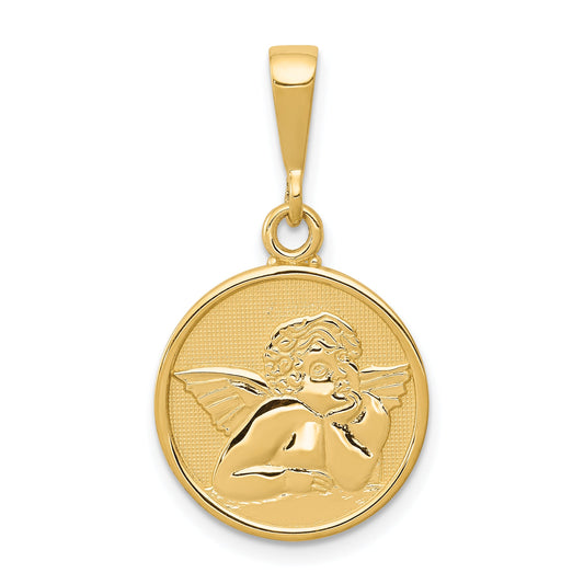 10K Yellow Gold Polished & Satin Raphael Angel Pendant