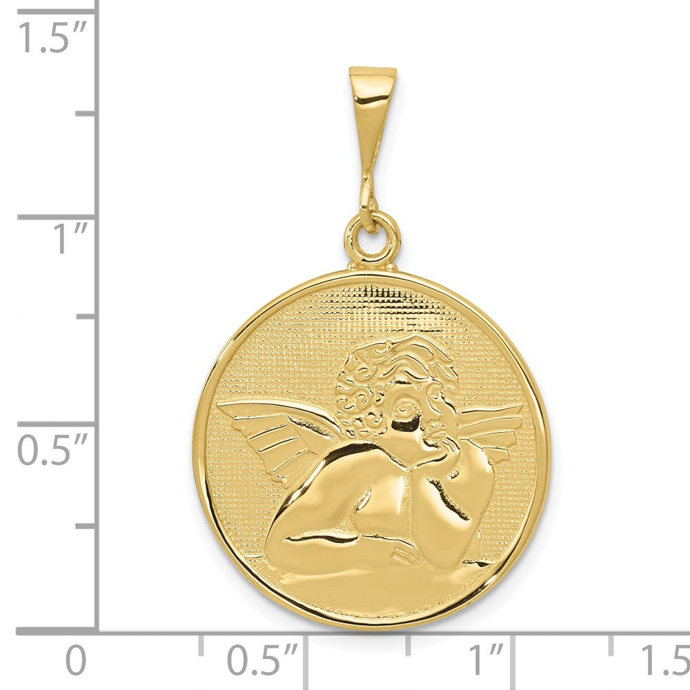 10K Yellow Gold Polished & Satin Angel Pendant