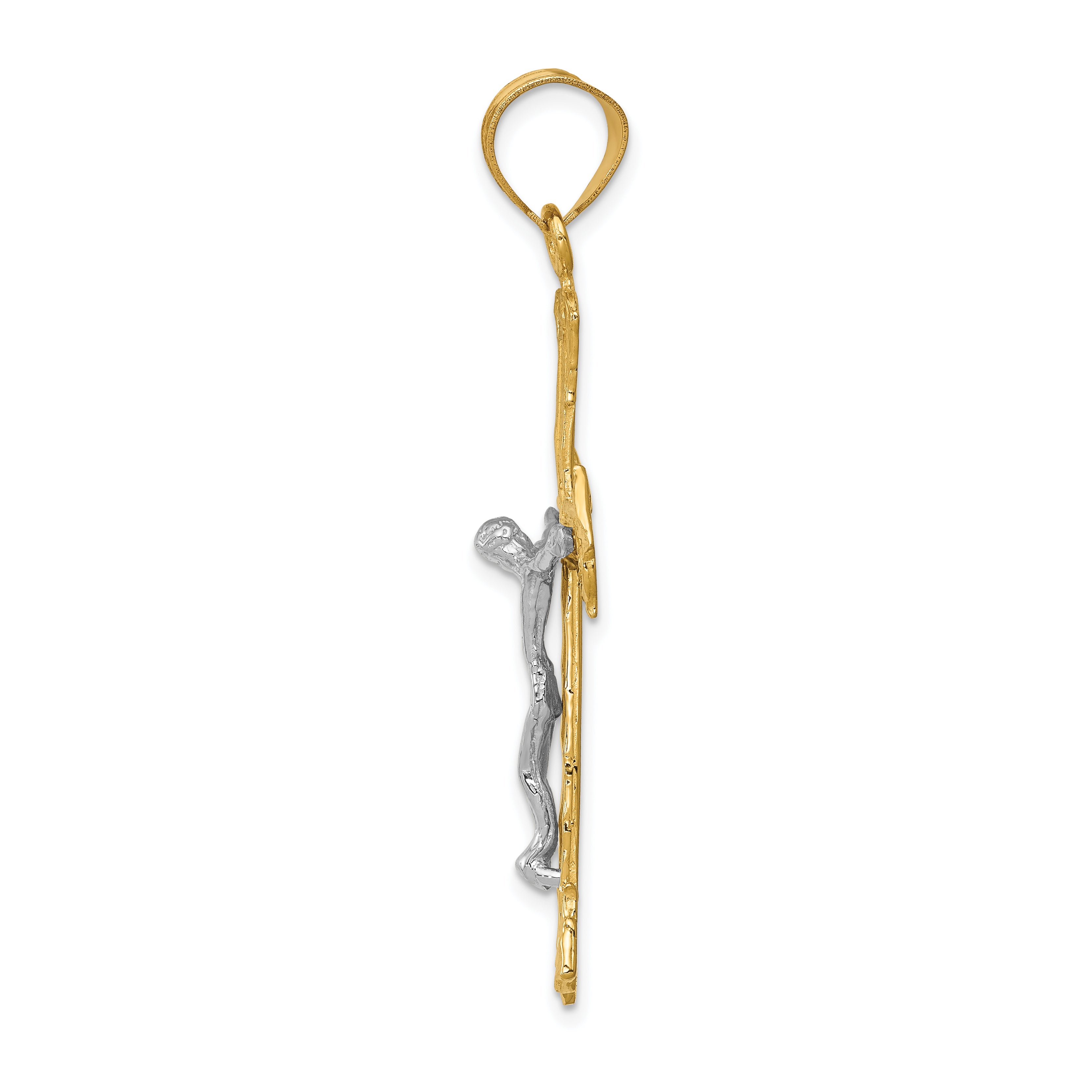 10K Two-Tone Diamond-Cut Crucifix Pendant