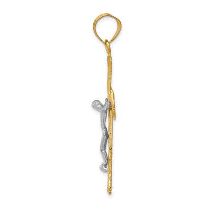 10K Two-Tone Diamond-Cut Crucifix Pendant
