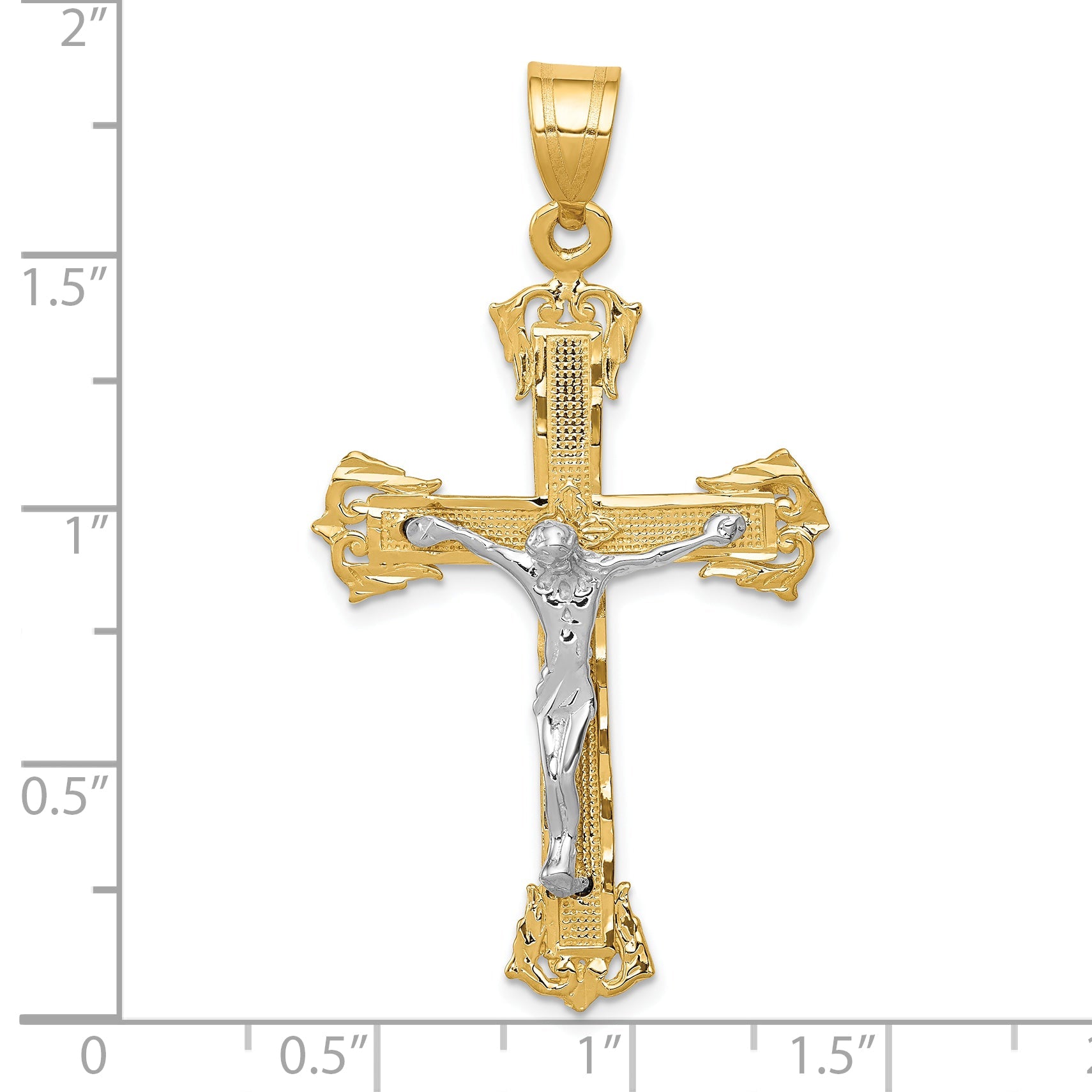 10K Two-Tone Diamond-Cut Crucifix Pendant