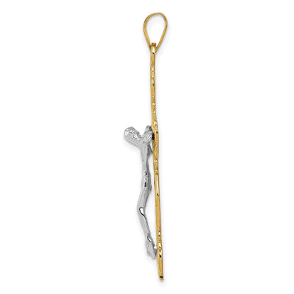 10K Two-Tone Diamond-Cut Crucifix Pendant