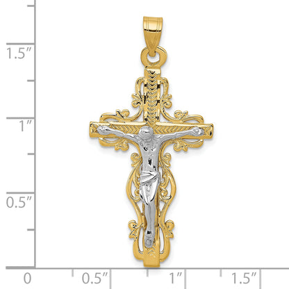 10K Two-Tone Diamond-Cut Crucifix Pendant
