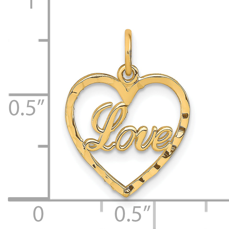 10k Yellow Gold Polished LOVE Heart Pendant