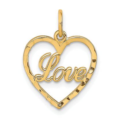 10k Yellow Gold Polished LOVE Heart Pendant