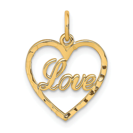 10k Yellow Gold Polished LOVE Heart Pendant