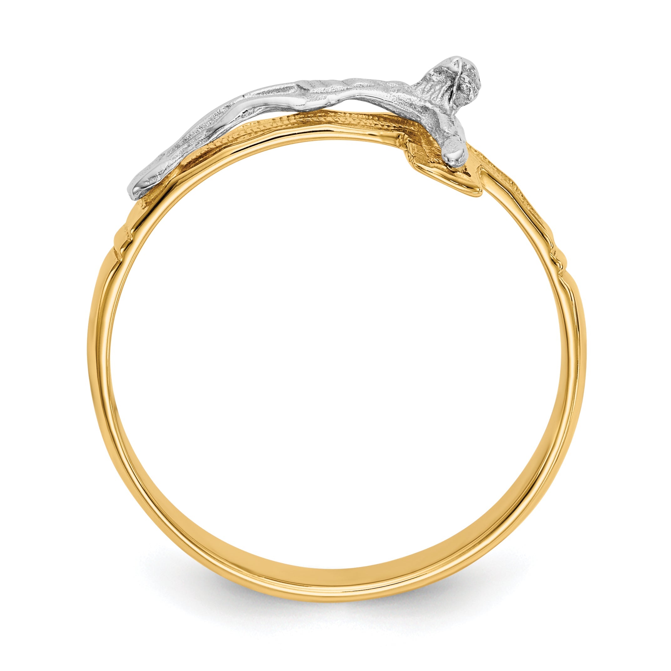 10K Two-Tone 10K Two-Tone Polished Diamond-Cut Mens Crucifix Ring