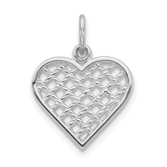 10K White Gold Heart Charm