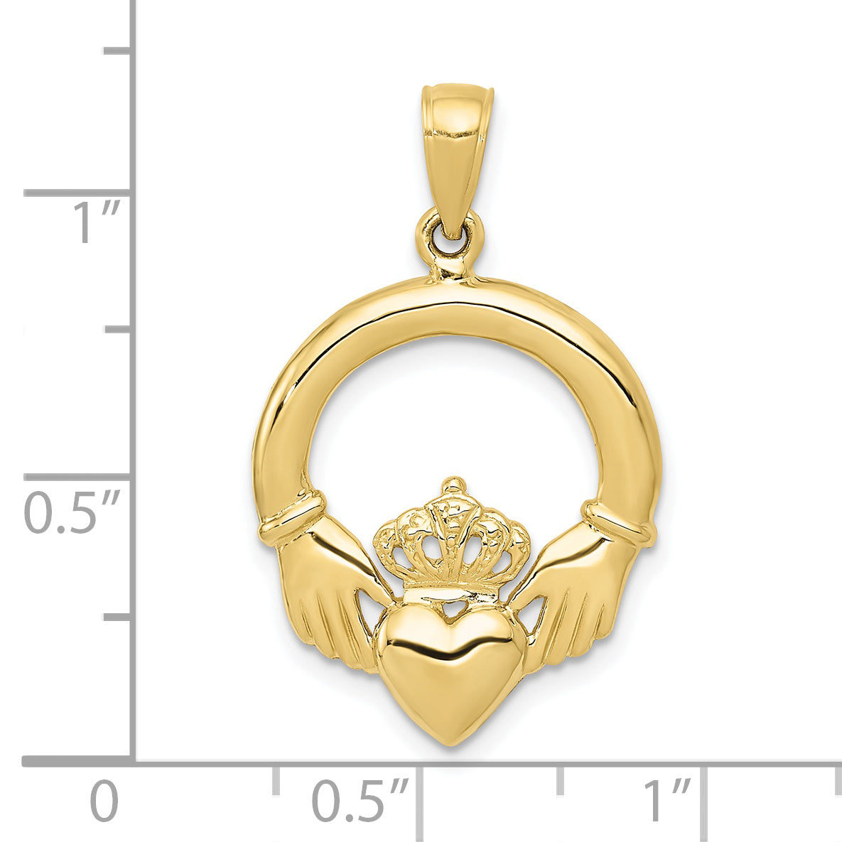 10K Yellow Gold Polished Claddagh Pendant