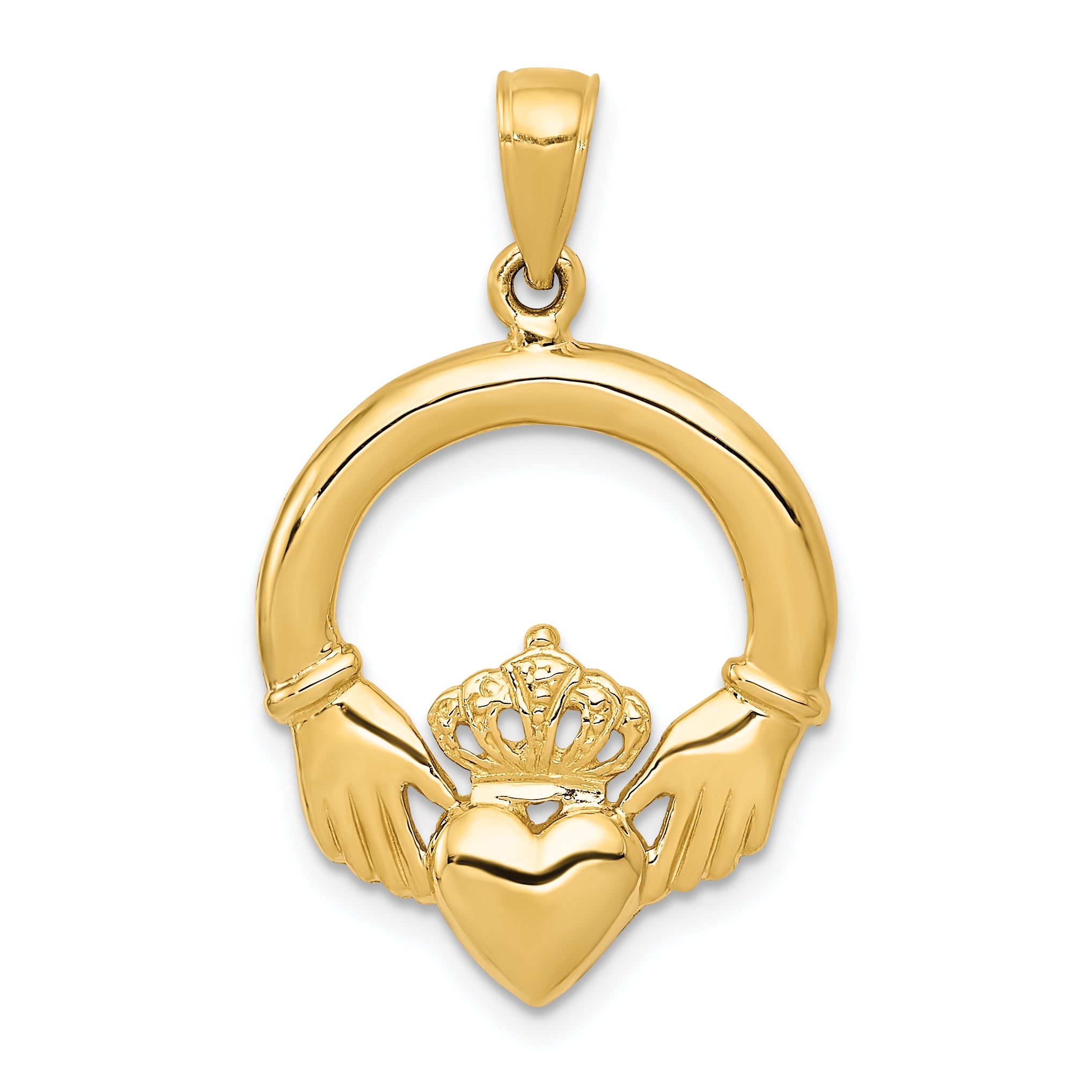 10K Yellow Gold Polished Claddagh Pendant