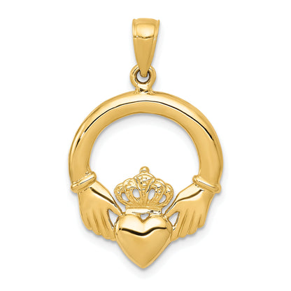 10K Yellow Gold Polished Claddagh Pendant