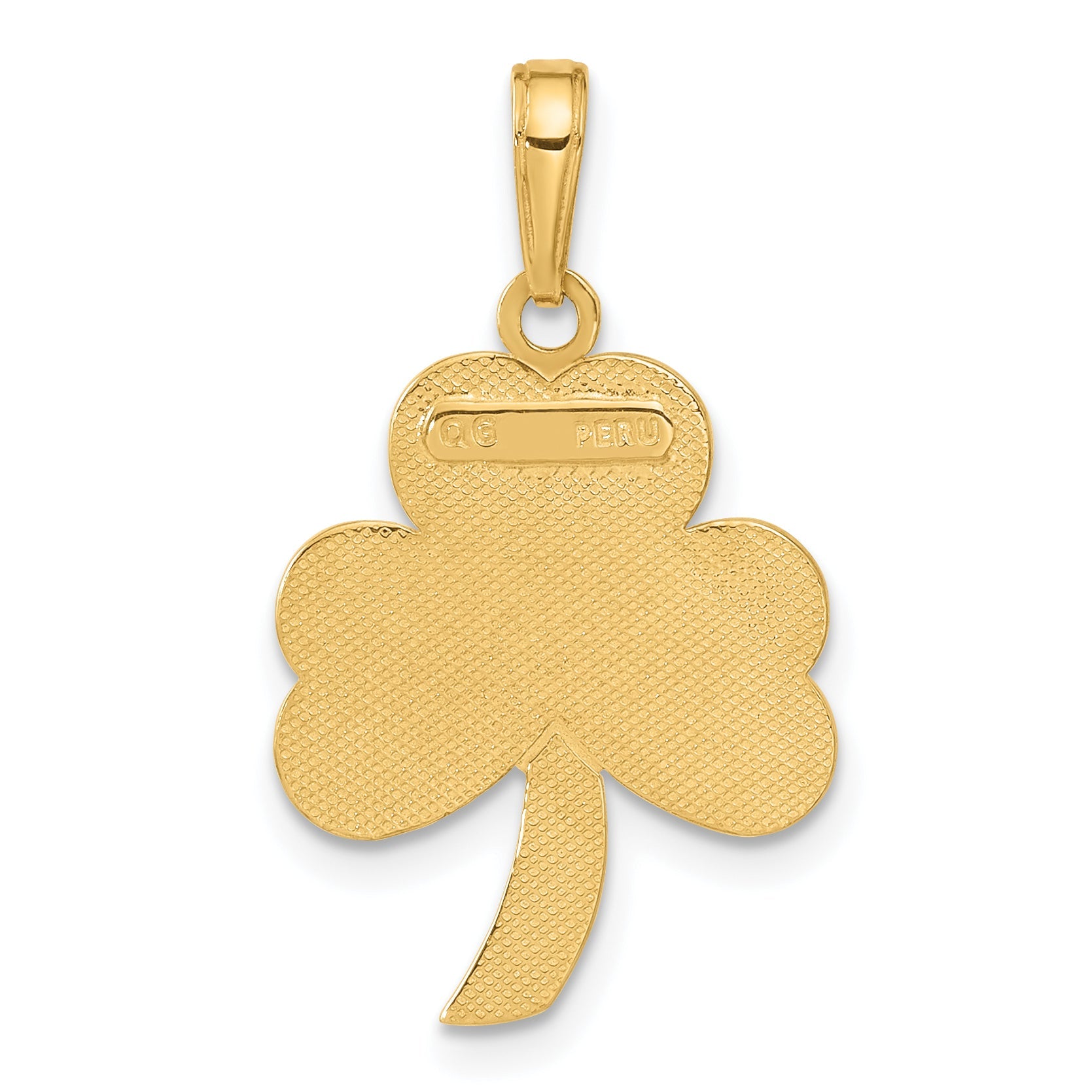 10K Yellow Gold Green Enameled Shamrock Pendant