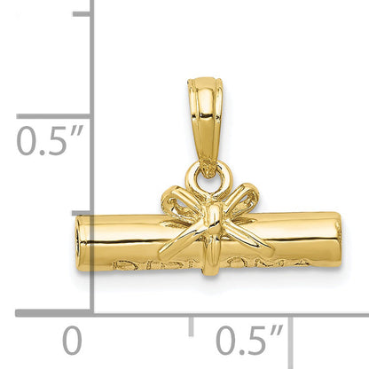 10K Yellow Gold 3-D Diploma Pendant